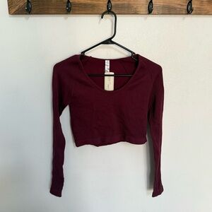 NWT Forever 21 Wine Ribbed Crop Top